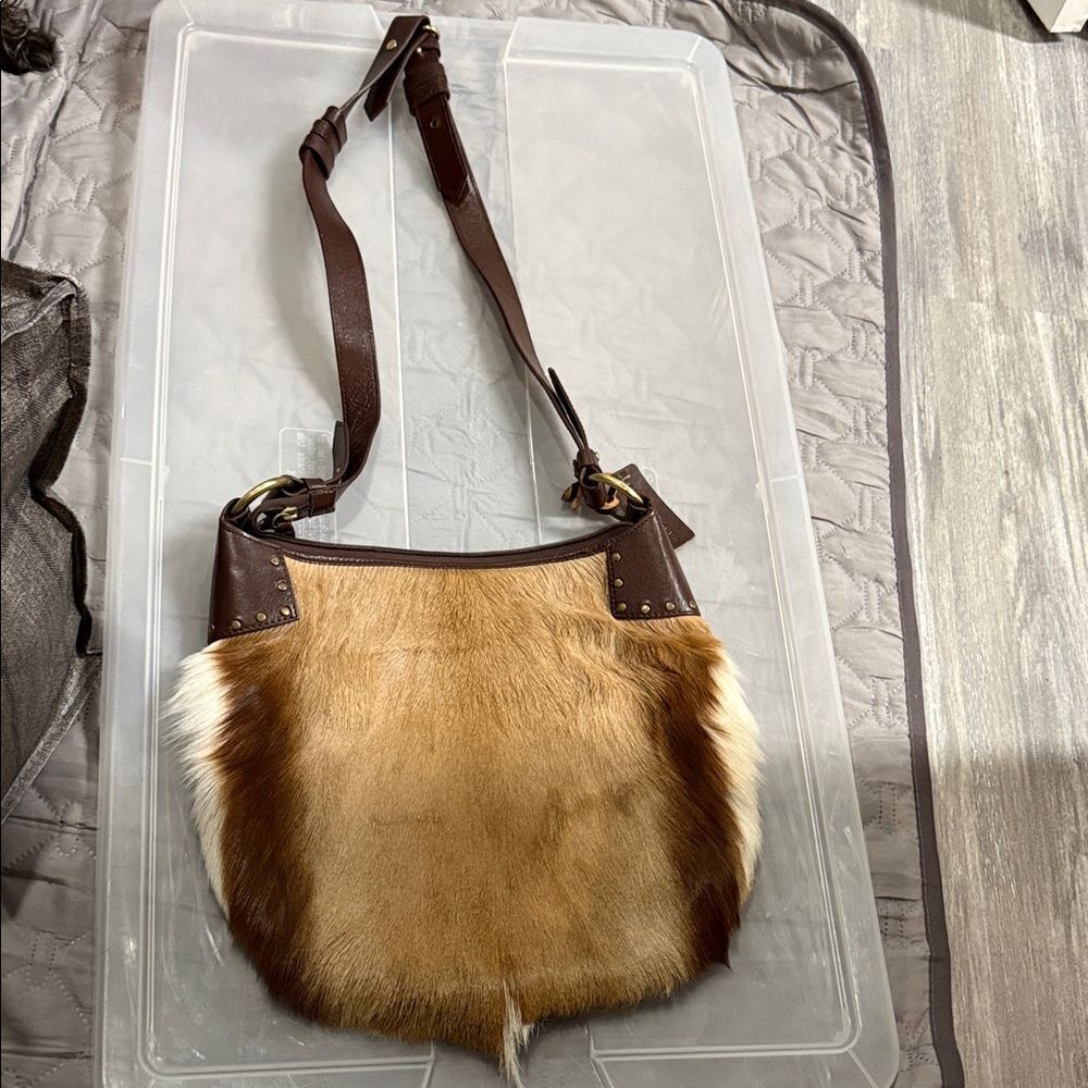 Luxurious Brown and Tan Fur Shoulder Bag